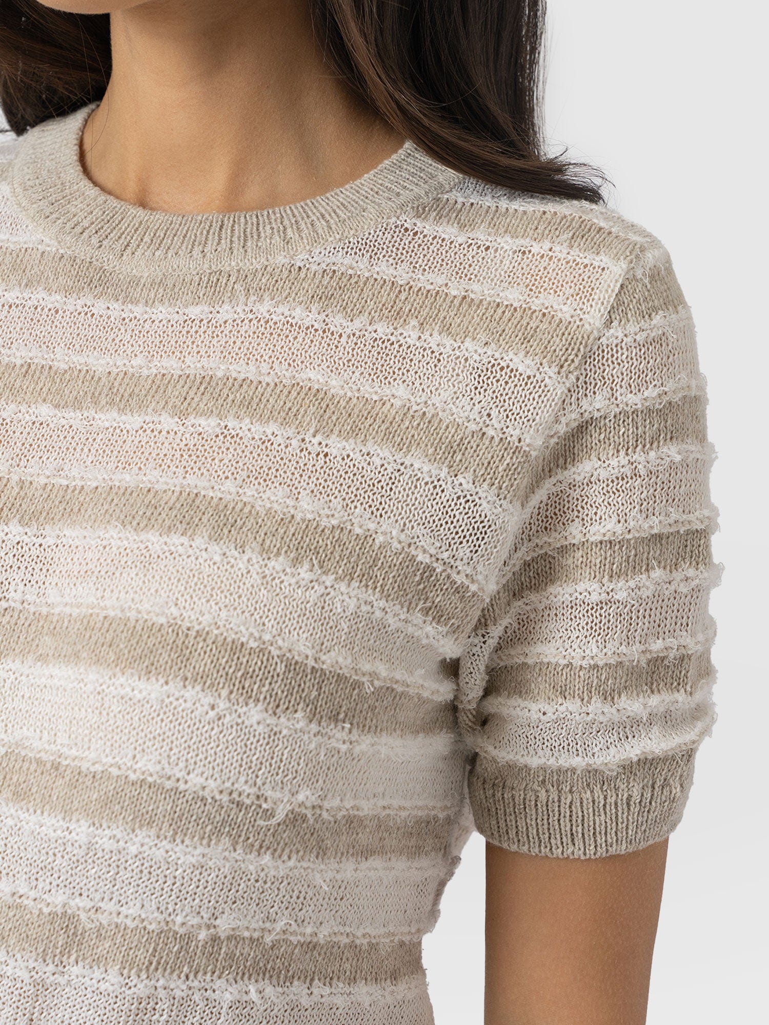 Fearne Knit Tee - Cream Stripe - Women's Knitwears | Saint + Sofia® USA